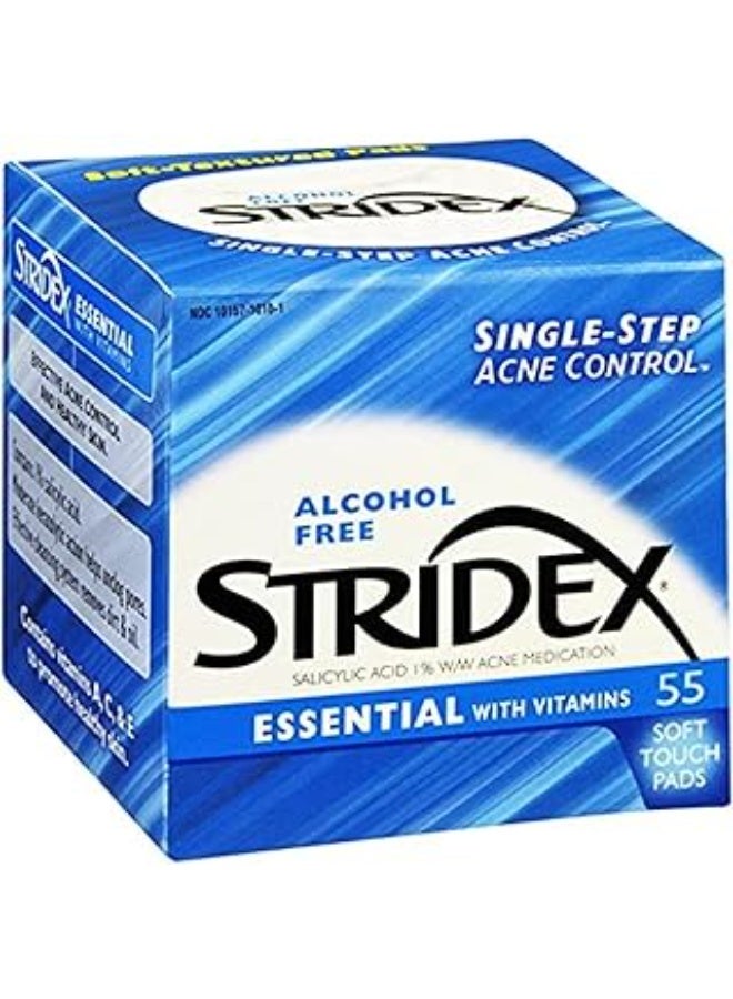 STRIDEX ESSENTIAL WITH VITAMINS ACNE SOFT TOUCH PADS 55'S - Image 2